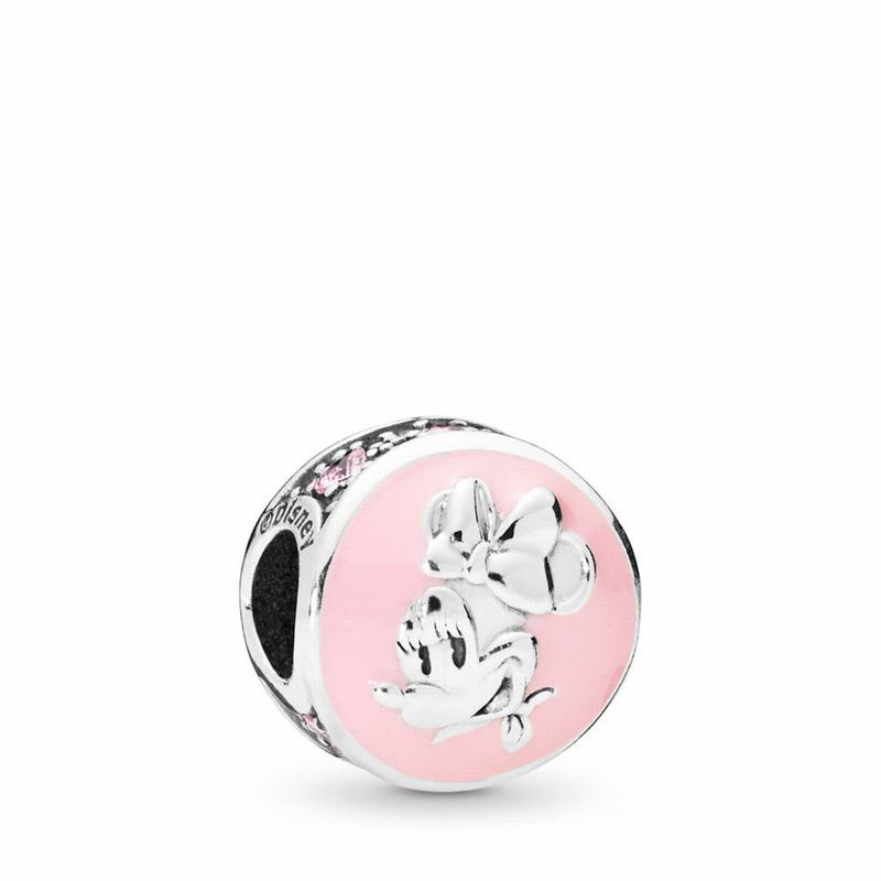 Pandora Disney Vintage Minnie Charm Ireland - Sterling Silver/Enamel/Pink/Cubic Zirconia - 983501SEM